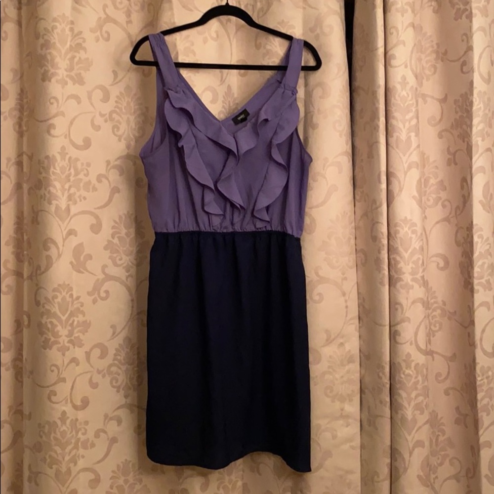 “2 for $25 👗” purple ruffles/ navy blue dress